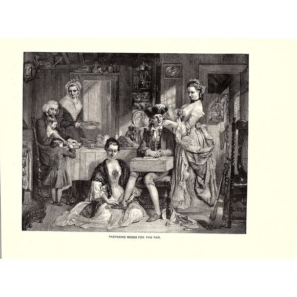 None and/or Unknown Other - Preparing Moses for the Fair Daniel Maclise Engraving Art Print 9x11 V4